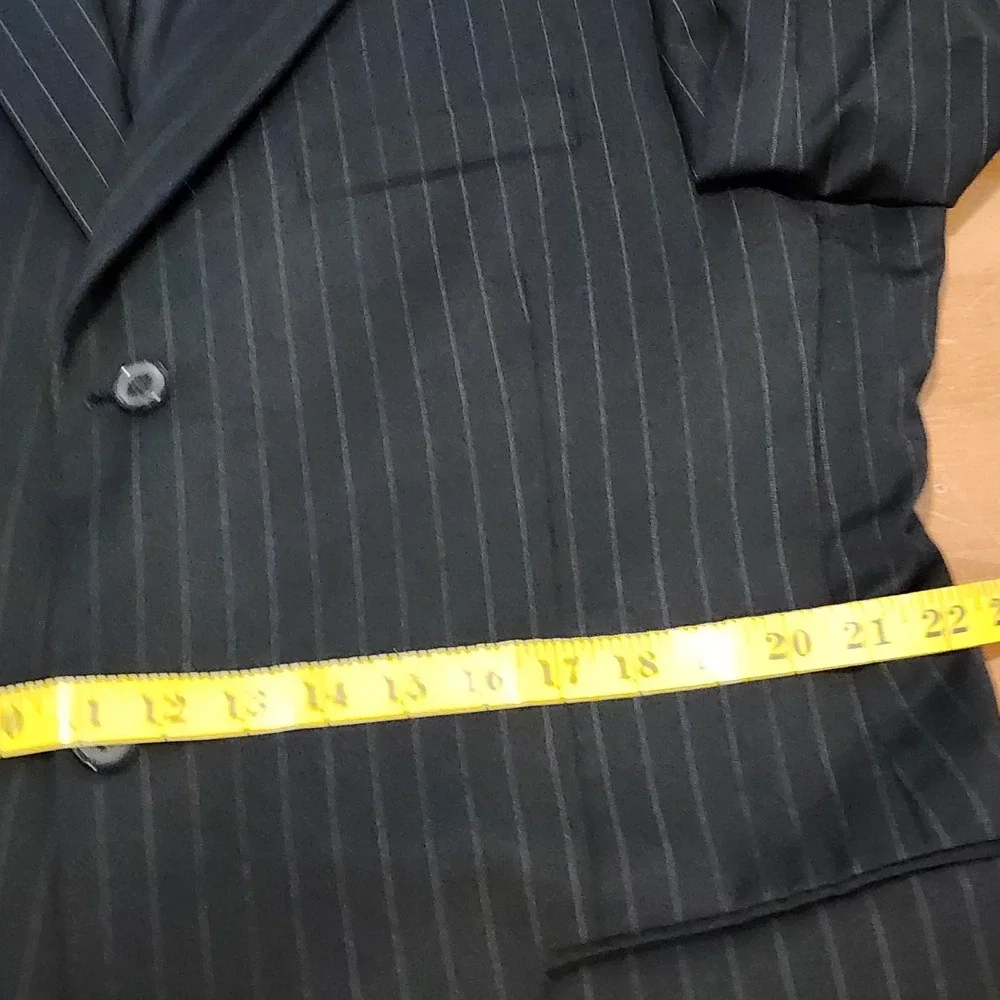 Andrew Fezza Pinstripe Jacket Blazer 44L Super 100s Wool Gray Business Office